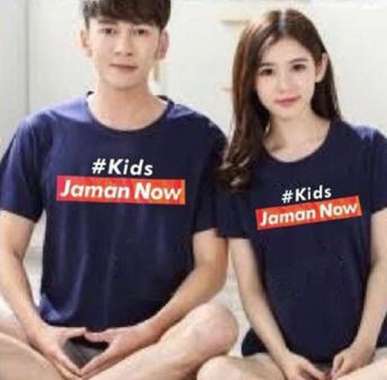 KAOS COUPLE PASANGAN REMAJA KAPELAN PACAR KAOS COPLE KOPLE BAJU CAUPLE KOPEL KIDS ZAMAN NOW NAVY 110