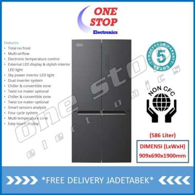 [GARANSI RESMI] GEA G4D-586 / G4D586 Kulkas 4 Pintu Side by Side Inverter 586 L Inox