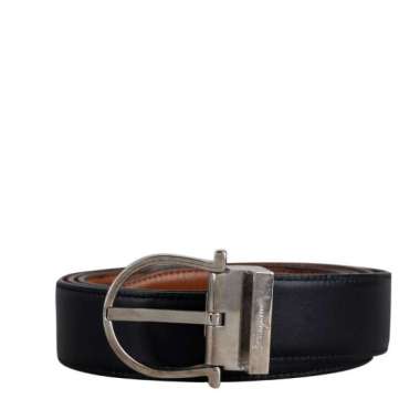 Salvatore Ferragamo Reversible Leather Belt Semua Ukuran Black
