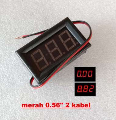Voltmeter Digital 2 Kabel 0.56 Inch Merah