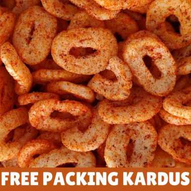 Jajanan kiloan pedas asin gurih 200 gram makanan ringan cemilan snack jajanan jadul chiki ring pedas