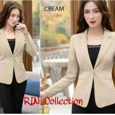 BLAZER WANITA KOREA BLAZER WANITA CREAM BLAZER WANITA FORMAL CREAM - CREAM, S XL CREAM
