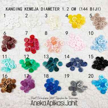 KANCING KEMEJA DIAMETER 1.2 CM (144 BIJI) 2-PUTIH BENING