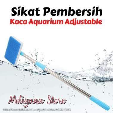 Alat Pembersih Kaca Aquarium Mobil Jendela Adjustable Panjang 90cm Sikat Kotak
