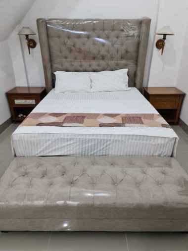 Set Bedcover Sprei Putih Salur Single Bed 90x200 100x200 120x200 100X200 BC 150X230 Tinggi Bed 30 cm