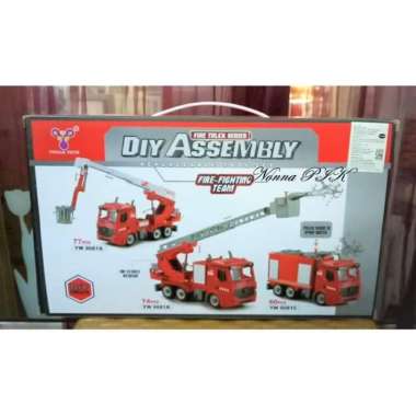 Mainan DIY Assemble Construction Fire Truck Truk Konstruksi Rakit