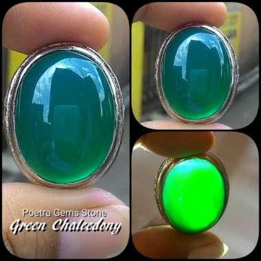CINCIN NATURAL GREEN CHALCEDONY IJO BOTOL RASA BACAN ( GC 07 ) RING 9