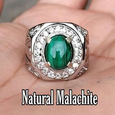 CINCIN PERMATA BATU AKIK NATURAL GREEN MALACHITE MINIMALIS RING 7