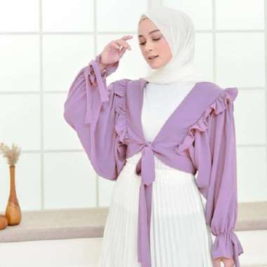 BAJU ATASAN WANITA ARULA KIRANA CLASSY RUFFLE CROP OUTER OUTERWEAR Purple