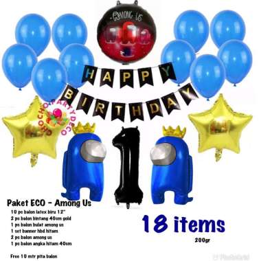 (1set) Dekorasi ulang tahun Among Us - Paket ECO Among us Angka 5