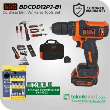 Black & Decker Bor Baterai + Hand Tools 10.8 V BDCDD12PJ WITH 68-071-23