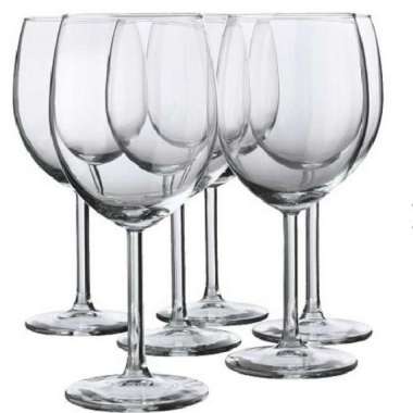 1Set 6pcs Gelas Anggur Kaca/Gelas Pesta Kaca Tinggi Berkaki 300ml