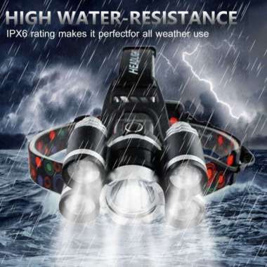 Paket senter kepala headlamp 5 LED super terang Light Cree