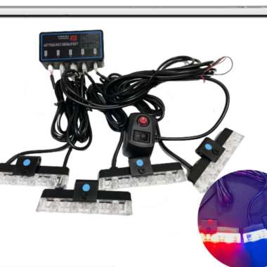 Lampu LED Strobo Grill/Lampu LED Strobo Set/LED Strobo 4 Lampu++++.... Merah + Biru