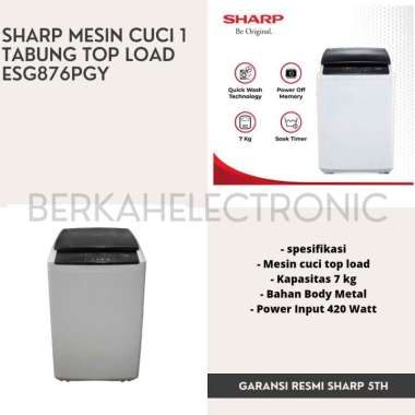 SHARP MESIN CUCI 1 TABUNG TOP LOAD 7KG ESG876PGY
