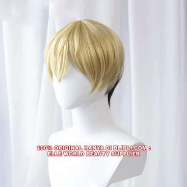 RAMBUT PALSU FULL WIG COWO COWOK PRIA PENDEK LURUS BLONDE HITAM BLACK WIG COSPLAY ANIME TOKYO REVENG
