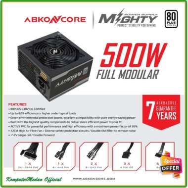 Power Supply ABKONCORE Mighty 500watt ( 80+Full Modular)