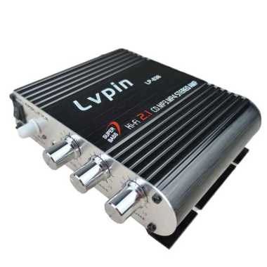 LVPIN Mini HiFi Stereo Amplifier Treble Bass Booster 12V - LP-838 Hitam