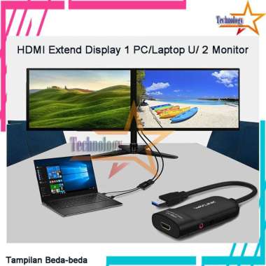 USB 3.0 to HDMI Extend Display 1 PC Untuk 2 Monitor External 2K
