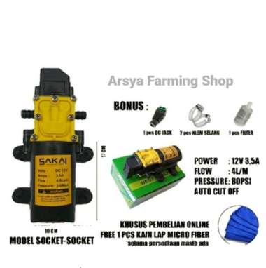 Pompa Air Dc 12V / Dinamo Pump Sprayer / Cuci Motor / Ac Soket - Drat Soket-Soket