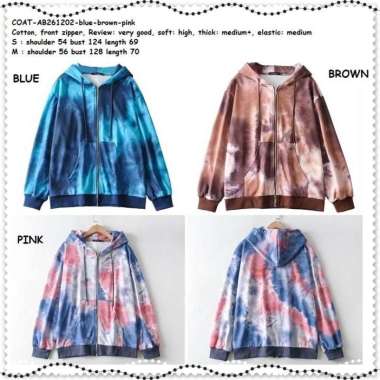 AB261202 Tie Dye Jaket Hoodie Jacket Hoodie Bomber Wanita Korea Import