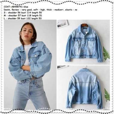 AB458741 Crop Jaket Jacket Denim Jeans Jaket Wanita Korea Import Jumbo