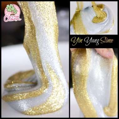 GOLDIE YIN YANG SLIME 200 ML by CFORCLOVER clear metalik glitter jumbo