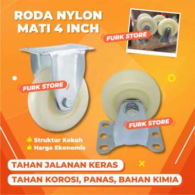 Roda Nilon Mati 4", Roda Trolley Trolli Troli 4 Inch, Roda Rigid Nylon Caster, Nylon Wheel