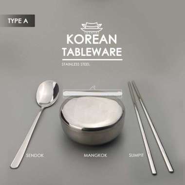 Korea Set Mangkok Nasi, Sendok dan Sumpit Korea / Korean Set Murah