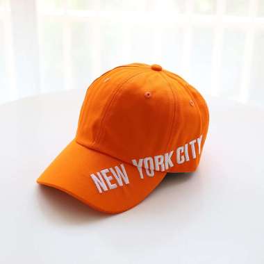 Baseball cap : NYC STITCH - Topi baseball topi golf topi pria topi wanita One Size ORANGE