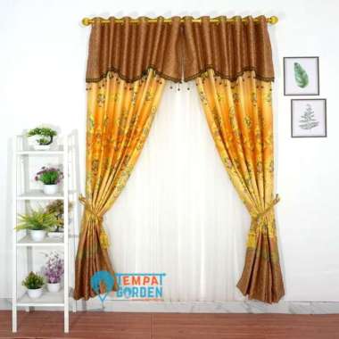 Gorden Blackout Tebal Gorden Minimalis Motif AM Mas Batik Coklat