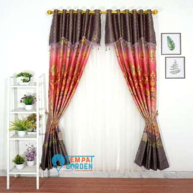 Gorden Blackout Tebal Gorden Minimalis Motif AM Mas Batik Ungu