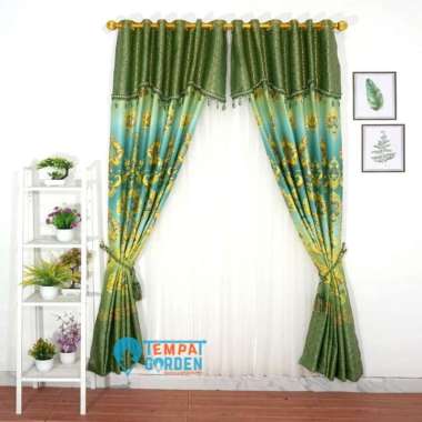 Gorden Blackout Tebal Gorden Minimalis Motif AM Mas Batik Hijau