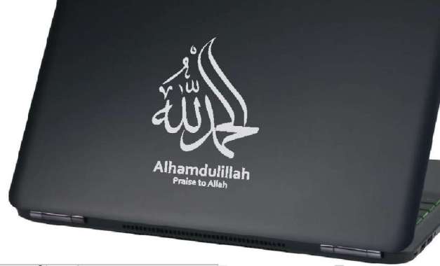 Stiker Laptop Motor Kaligrafi Alhamdulillah Lafadz Arab Muslim Islamic Hitam