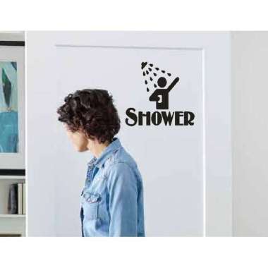 WallStiker Shower Pintu Kamar Mandi Sign Dekorasi Dinding Kaca Sticker
