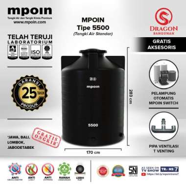 TOREN / TANDON / TANGKI AIR MPOIN PLUS 5500 / MPOIN WAVE 5500 HITAM