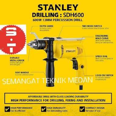 SDH600 MESIN BOR TANGAN BESI BETON IMPACT DRILL 13mm STANLEY SDH 600