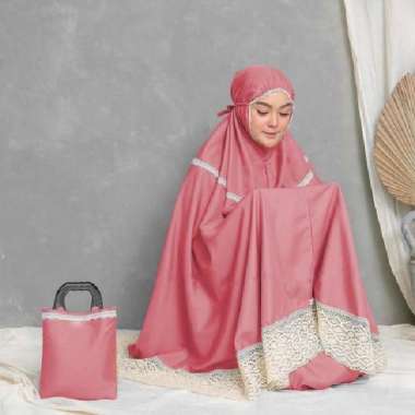 Mukena Jumbo Premium Dewasa Katun Renda Siti Khadijah Set Mukena Saja Rose