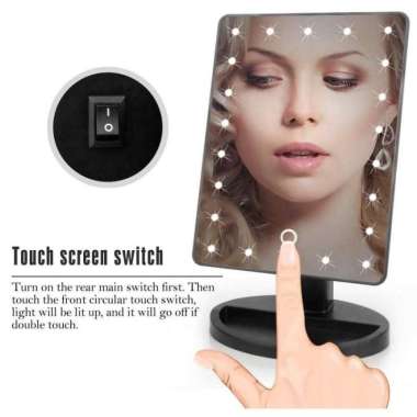 Cermin Kaca Makeup Dengan Lampu Mirror 22 Led Light Hitam