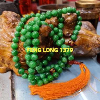 Kalung Japamala | Biji Mala | Tasbih Batu Giok Hijau Butiran Kecil