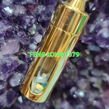 Liontin Pendant Kalung Leng Yan Zhou Tabung Transparan Mustika Kecil Emas