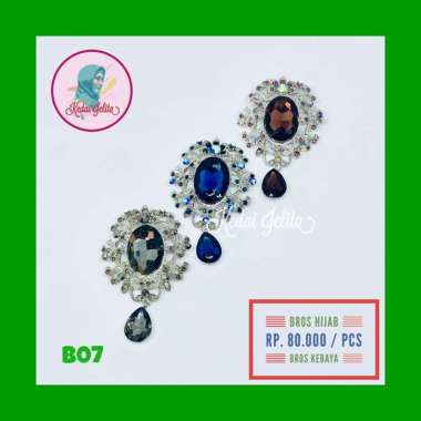 Kedai Jelita - Bros Kebaya Bros Hijab B07 - Kristal Klasik Trendi Abu-abu