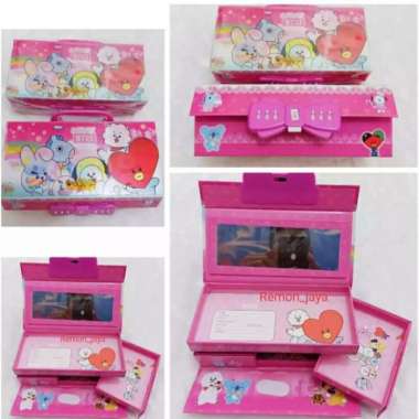 Kotak Pensil Kode Karakter Bt21/Kotak Pensil 3 Tingkat Multicolor
