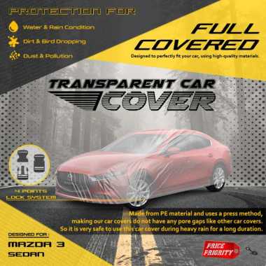 Body Cover Sarung Mobil Plastik MAZDA 3 SEDAN Tebal Anti Air WATERPROOF
