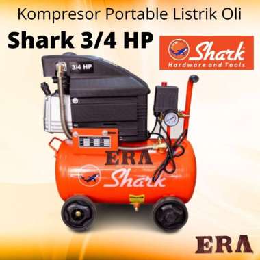 SHARK - Kompresor Angin 3/4HP 25 Liter Oli Listrik MZ07-25 Kompresor Udara PORTABLE MZ 07-25