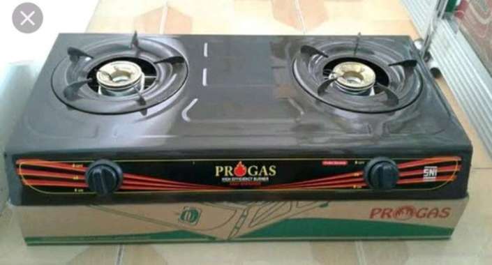 Kompor Gas 2 Tungku MEREK Progas 2 Tungku / Kompor Gas Murah - Hitam Hitam
