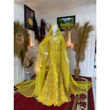 Baju pakaian gaun pengantin busana pernikahan wanita gown dress wedding slim span muslim perempuan h