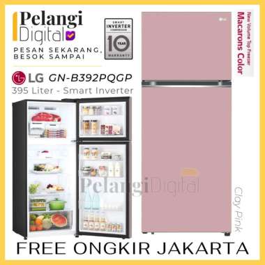 LG B392PQGP Kulkas 2 Pintu Smart Inverter 395L Macaron Collection Pink