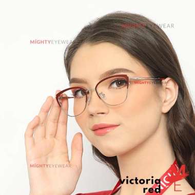 Kacamata Antiradiasi Photocromic Blueray Victoria Red Wanita Cateye + BlueChromic