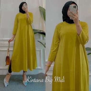 FASHION BAJUTERBARU KAYLA MIDI DRESS M L XL XXL | GAMIS WANITA KEKINIAN BAHAN KAOS KATUN COMBED 24s 